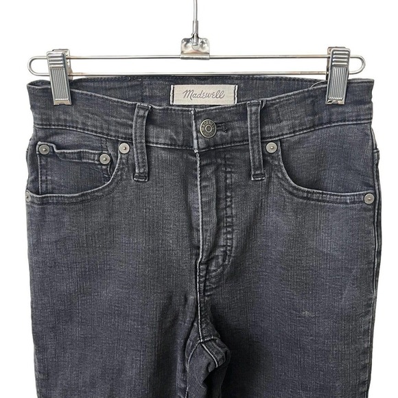 Madewell Cali Demi-Boot Jeans 23 Berkeley Black Raw Chewed Hem Stretch - Picture 4 of 11